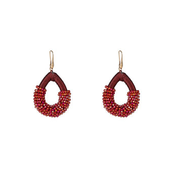 Oorbellen E4569-2 Threaded beads drop burgundy - Day&amp;Eve
