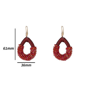 Oorbellen E4569-2 Threaded beads drop burgundy - Day&amp;Eve