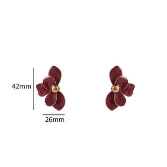 Oorbellen E55032-4 Half flower stud burgundy - Day&amp;Eve