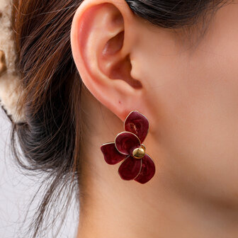 Oorbellen E55032-4 Half flower stud burgundy - Day&amp;Eve