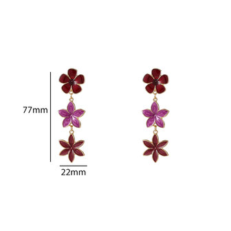 Oorbellen E55033-4 Flower dangle burgundy - Day&amp;Eve