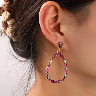 Oorbellen E55144-4 Open drop dangle fuchsia - Day&amp;Eve