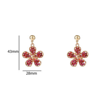 Oorbellen E55221-3 Flower dangle burgundy - Day&amp;Eve