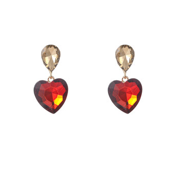 Oorbellen E55139-3 Heart stone dangle bruin - Day&amp;Eve