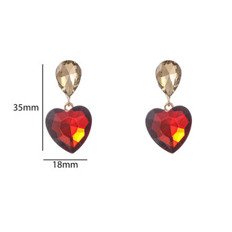 Oorbellen E55139-3 Heart stone dangle bruin - Day&amp;Eve