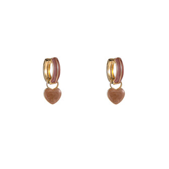 Oorbellen E55029-2 Heart hoop bruin - Day&amp;Eve