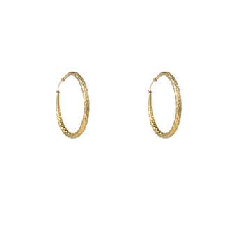 Oorbellen E56233-2 Hammered hollow hoop goud - Day&amp;Eve