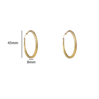 Oorbellen E56233-2 Hammered hollow hoop goud - Day&amp;Eve