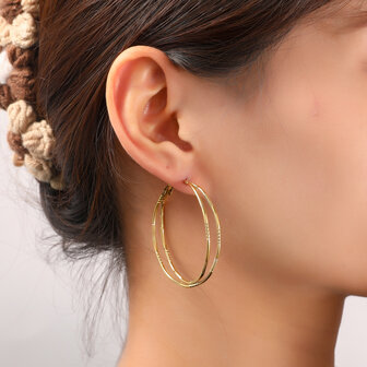 Oorbellen E56339-2 Fine double hoop goud - Day&amp;Eve
