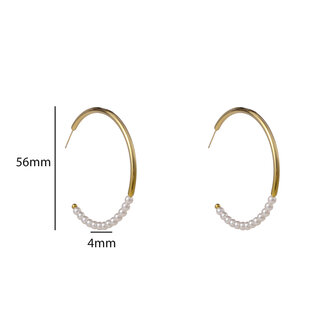 Oorbellen E56200-2 Round pearl hoop goud - Day&amp;Eve