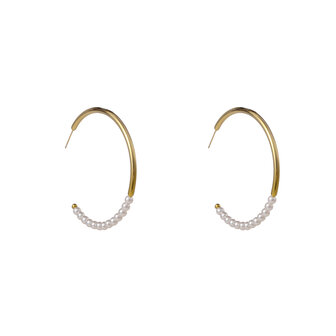 Oorbellen E56200-2 Round pearl hoop goud - Day&amp;Eve