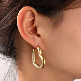 Oorbellen E56271-2 Hollow hearts hoop goud - Day&amp;Eve