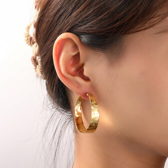 Oorbellen E56223-2 Big flat creole goud - Day&amp;Eve