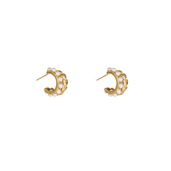 Oorbellen E56198-2 Double pearl hoop goud - Day&amp;Eve
