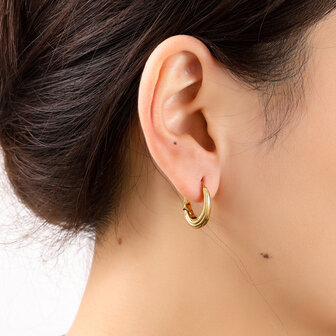 Oorbellen E56215-2 Medium striped drop creole goud - Day&amp;Eve