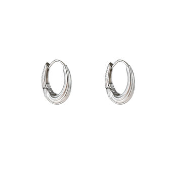 Oorbellen E56215-1 Medium striped drop creole zilver - Day&amp;Eve