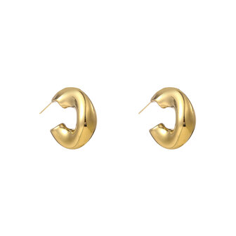 Oorbellen E56227-2 Wavy hollow hoop goud - Day&amp;Eve