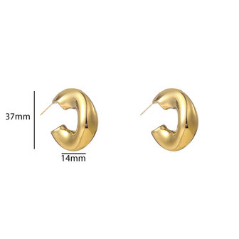 Oorbellen E56227-2 Wavy hollow hoop goud - Day&amp;Eve