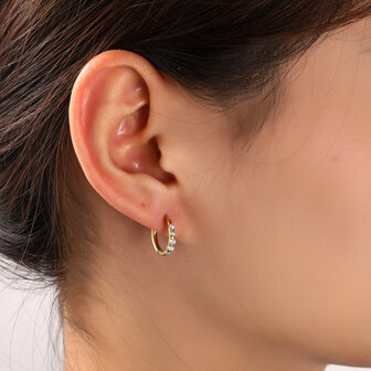 Oorbellen E56093-2 Pearl hoop goud - Day&amp;Eve