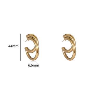 Oorbellen E56232-2 Double hollow hoop goud - Day&amp;Eve
