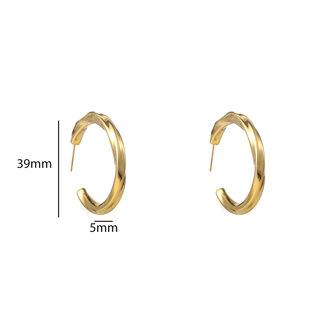 Oorbellen E56235-2 Twisted hollow hoop goud - Day&amp;Eve