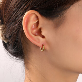 Oorbellen E56084-2 Hammered hoop goud - Day&amp;Eve
