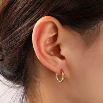 Oorbellen E56085-2 Hammered hoop goud - Day&amp;Eve