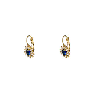 Oorbellen E56375-4 French hook oval dark blue goud - Day&amp;Eve