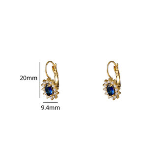 Oorbellen E56375-4 French hook oval dark blue goud - Day&amp;Eve