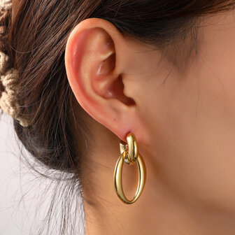 Oorbellen E56244-2 Open oval hoop goud - Day&amp;Eve
