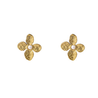 Oorbellen E56201-2 Pearly flower goud - Day&amp;Eve