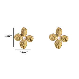 Oorbellen E56201-2 Pearly flower goud - Day&amp;Eve