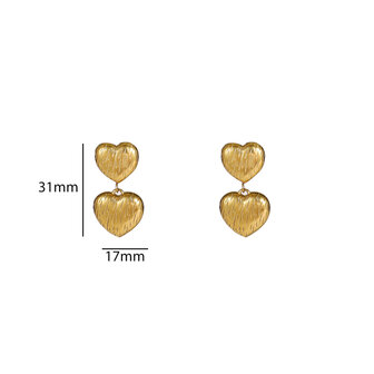 Oorbellen E56265-2 Double heart stud goud - Day&amp;Eve