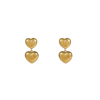 Oorbellen E56265-2 Double heart stud goud - Day&amp;Eve