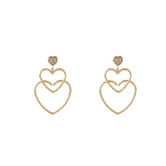 Oorbellen E56371-2 Triple hearts dangle goud - Day&amp;Eve