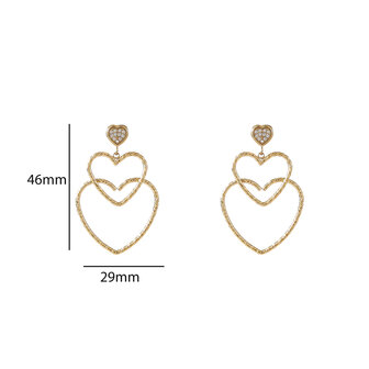 Oorbellen E56371-2 Triple hearts dangle goud - Day&amp;Eve