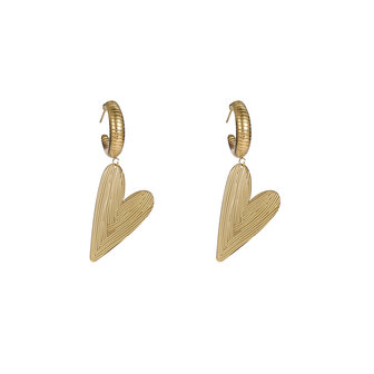 Oorbellen E56273-2 Striped heart dangle goud - Day&amp;Eve