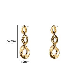 Oorbellen E56352-2 Hammered oval dangle goud - Day&amp;Eve