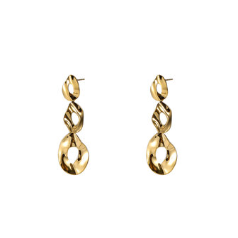 Oorbellen E56352-2 Hammered oval dangle goud - Day&amp;Eve