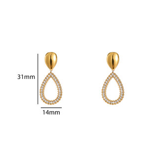 Oorbellen E56433-2 Shiny oval dangle goud - Day&amp;Eve