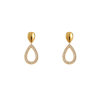 Oorbellen E56433-2 Shiny oval dangle goud - Day&amp;Eve