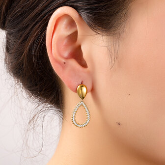 Oorbellen E56433-2 Shiny oval dangle goud - Day&amp;Eve