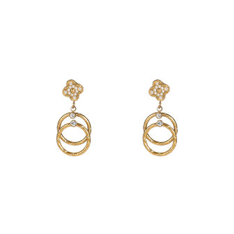 Oorbellen E56367-2 Sparkly clover dangle goud - Day&amp;Eve