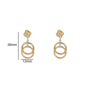 Oorbellen E56367-2 Sparkly clover dangle goud - Day&amp;Eve