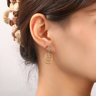 Oorbellen E56367-2 Sparkly clover dangle goud - Day&amp;Eve