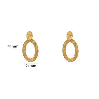 Oorbellen E56441-2 Wavy flat round dangle goud - Day&amp;Eve