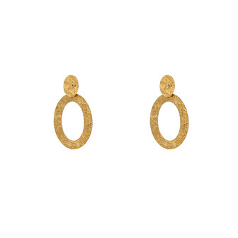 Oorbellen E56441-2 Wavy flat round dangle goud - Day&amp;Eve