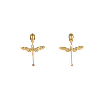 Oorbellen E56345-2 Dragonfly dangle goud - Day&amp;Eve