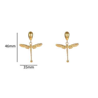 Oorbellen E56345-2 Dragonfly dangle goud - Day&amp;Eve