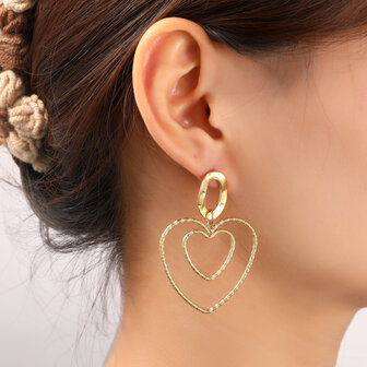 Oorbellen E56360-2 Fine open hearts goud - Day&amp;Eve